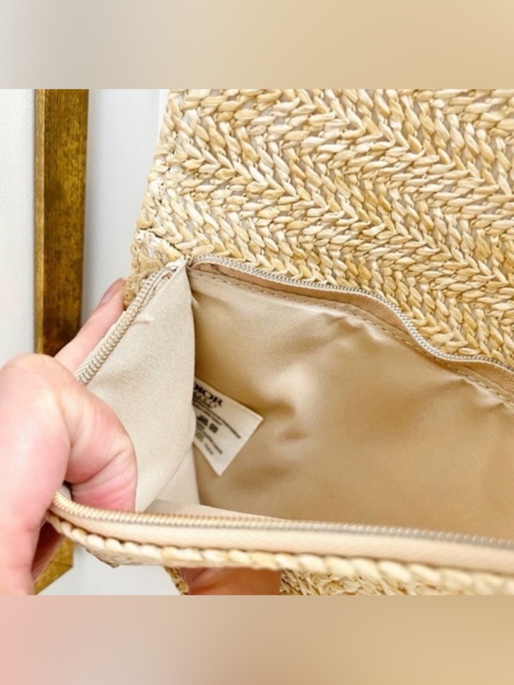 Christian Dior Novelty Clutch Pouch Summer Rattan Beige Vacation - Picture 5 of 6